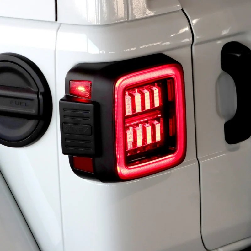 FITS 18-24 Jeep Wrangler JL NOVA-Series Prismatic LED Tail Lights Black-Red - Image 3