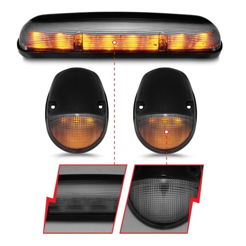 CHEVY SILVERADO / GMC SIERRA CLASSIC 02-07 LED AMBER CAB LIGHTS CHROME SMOKE LENS 3PC - Image 7