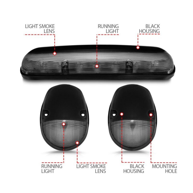 CHEVY SILVERADO / GMC SIERRA CLASSIC 02-07 LED AMBER CAB LIGHTS CHROME SMOKE LENS 3PC - Image 5