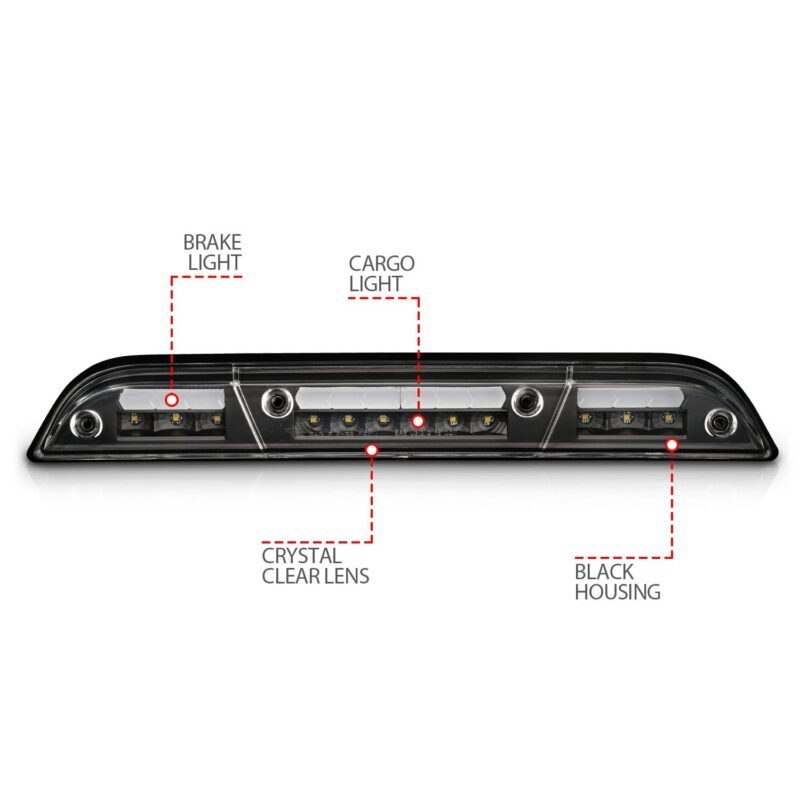 FORD F-150 15-23 / F-250/F-350/F-450 17-22 / RANGER 19-23 LED 3RD BRAKE LIGHT G2 BLACK CLEAR LENS - Image 3