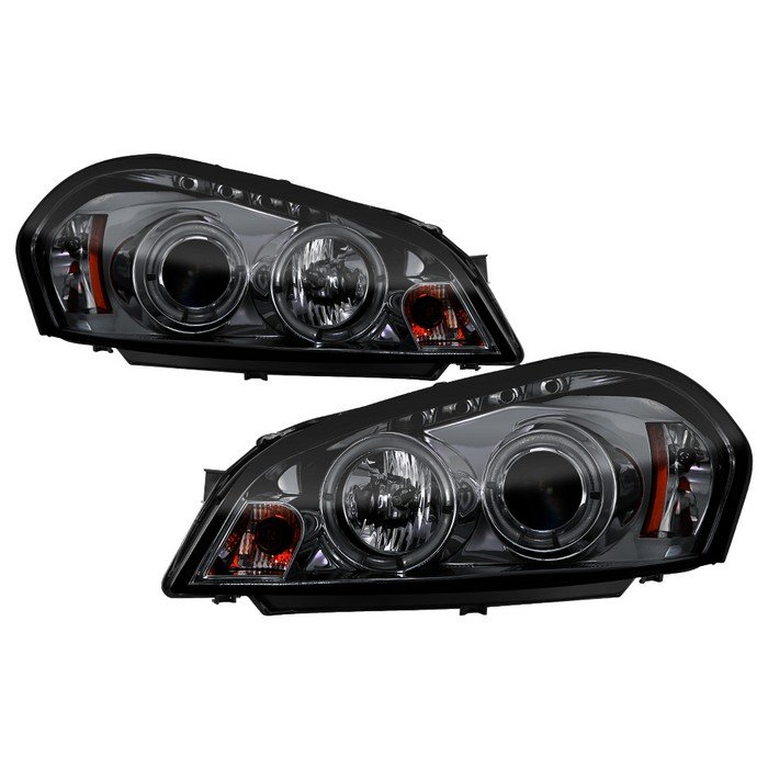 ( Spyder Signature ) Fits Chevy Impala 06-13 / Chevy Monte Carlo 06-07 - Projector Headlights - LED Halo - LED ( Replaceable LEDs ) - Smoke - High H1 (Included) - Low H1 (Included)
