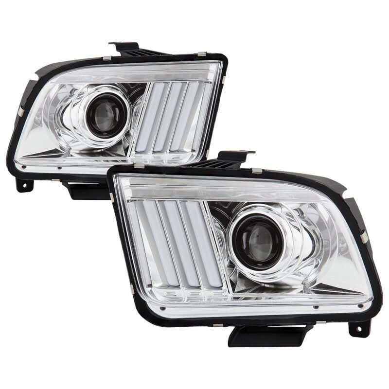 ( Spyder Signature ) Fits Ford Mustang 2005-2008 Version 2 Projector Headlights - DRL LED - Low Beam-H7(Included) ; High Beam-H7(Included) - Chrome