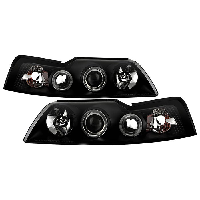 ( Spyder Signature ) Fits Ford Mustang 99-04 Projector Headlights - LED Halo - Black - High H1 (Included) - Low H1 (Included)