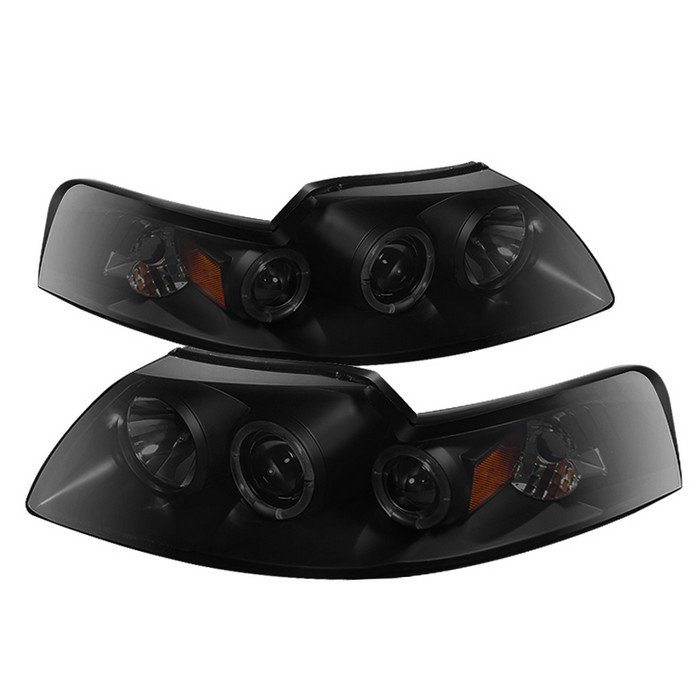 ( Spyder Signature ) Fits Ford Mustang 99-04 Projector Headlights - LED Halo - Black Smoke - High H1 (Included) - Low H1 (Included)