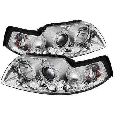 ( Spyder Signature ) Fits Ford Mustang 99-04 Projector Headlights - LED Halo - Chrome - High H1 (Included) - Low H1 (Included)