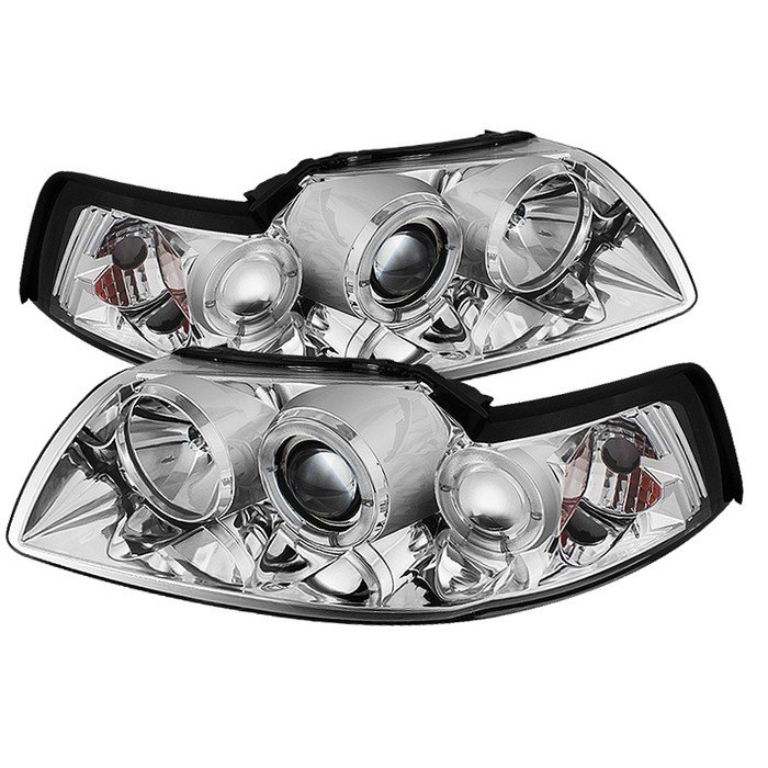 ( Spyder Signature ) Fits Ford Mustang 99-04 Projector Headlights - LED Halo - Chrome - High H1 (Included) - Low H1 (Included)
