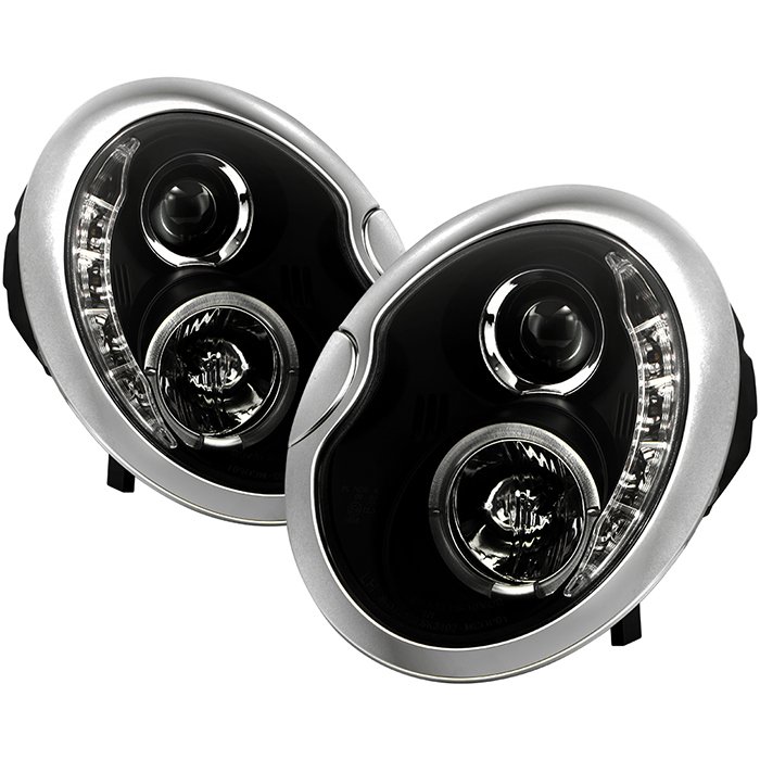 ( Spyder Signature ) Fits Mini Cooper 02-06 Projector Headlights (Halogen model only, not compatible with headlight washer) - DRL - Black - High H1 (Included) - Low H1 (Included)