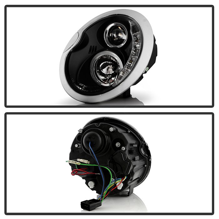 ( Spyder Signature ) Fits Mini Cooper 02-06 Projector Headlights (Halogen model only, not compatible with headlight washer) - DRL - Black - High H1 (Included) - Low H1 (Included) - Image 2
