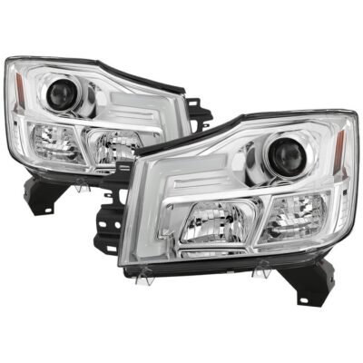 ( Spyder Signature ) Fits Nissan Titan 04-15 / Nissan Armada 04-07 Version 2 Projector Headlights - Chrome