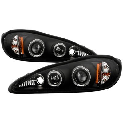 ( Spyder Signature ) Fits Pontiac Grand AM 99-05 Projector Headlights - LED Halo - LED ( Replaceable LEDs ) - Black - High H1 (Included) - Low 9006 (Included)