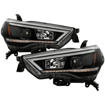 Fits 14-24 Toyota 4Runner / Signature Series Black LED Light Tube Projector Headlights with Sequential Turn Signal