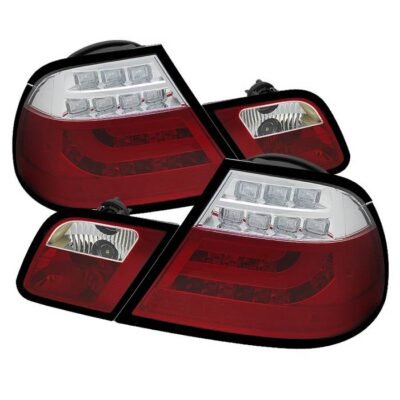 Fits BMW E46 00-03 2Dr Coupe ( Will Not Fit Convertible ) Light Bar LED Tail Lights - Red Clear