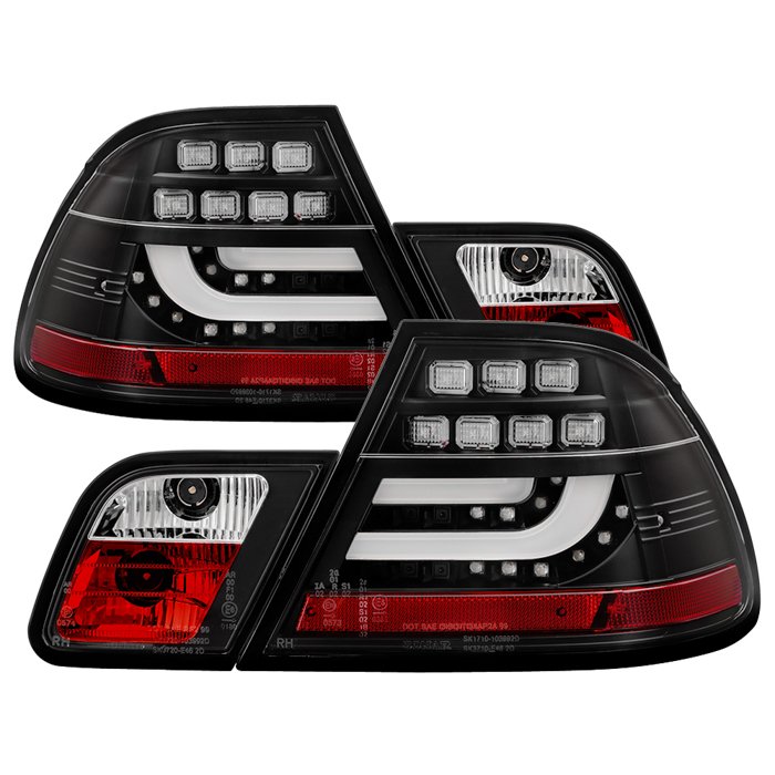 Fits BMW E46 3-Series 04-06 2Dr Light Bar Style LED Tail Lights - Black