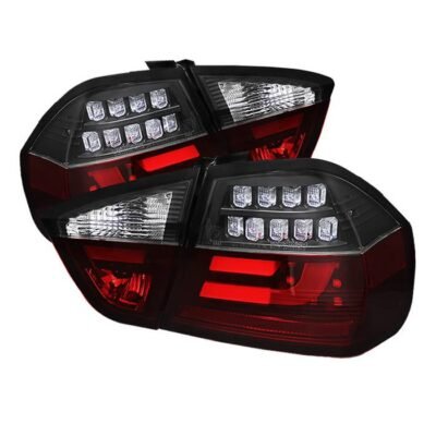 Fits BMW E90 3-Series 06-08 4Dr LED Indicator Light Bar LED Tail Lights - Black