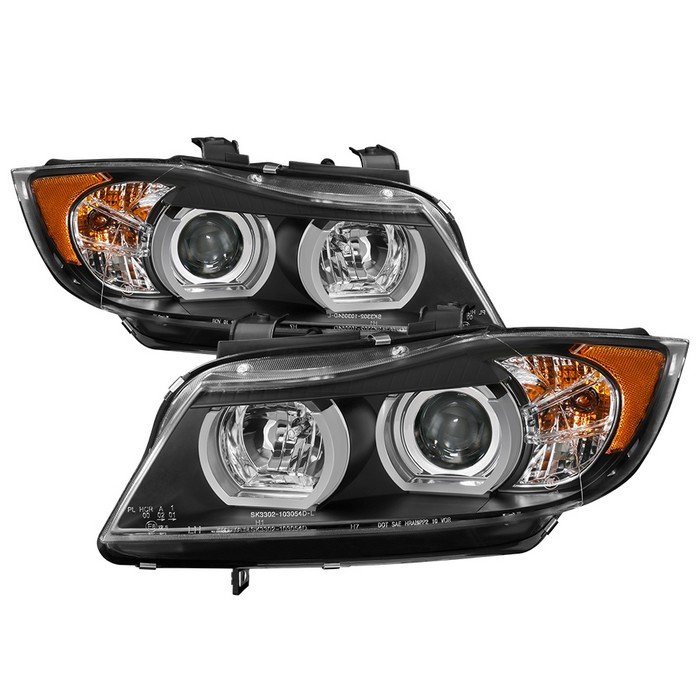 ( Spyder Signature ) Fits BMW E90 3-Series 06-08 4DR Projector Headlights - Halogen Model Only ( Not Compatible with Xenon/HID Model ) - LBDRL - Black