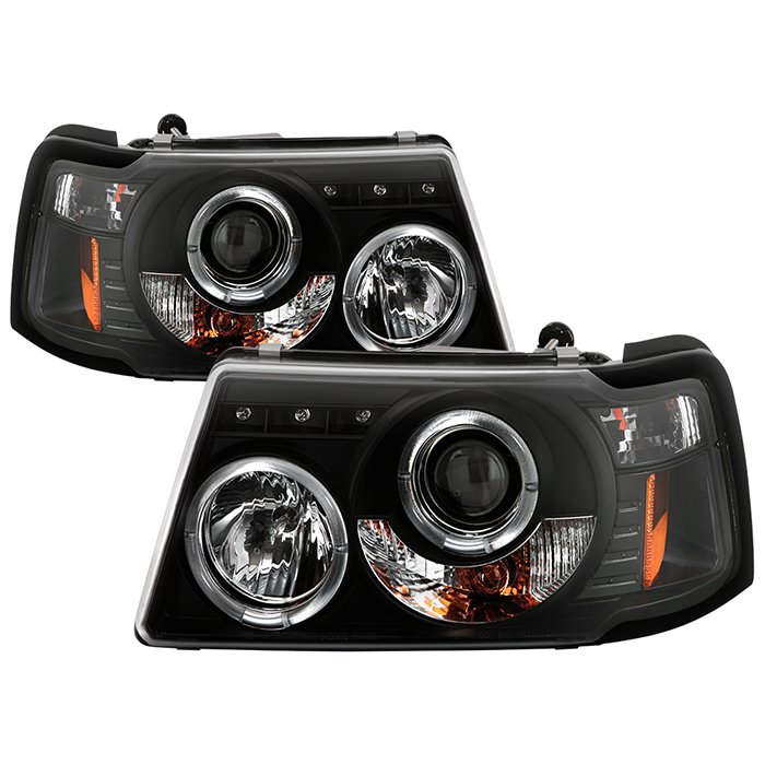 ( Spyder Signature ) Fits Ford Ranger 01-11 1PC Projector Headlights - LED Halo - LED ( Replaceable LEDs ) - Black - High H1 (Included) - Low H1 (Included)
