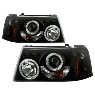 ( Spyder Signature ) Fits Ford Ranger 01-11 1PC Projector Headlights - LED Halo - LED ( Replaceable LEDs ) - Black Smoke - High H1 (Included) - Low H1 (Included)