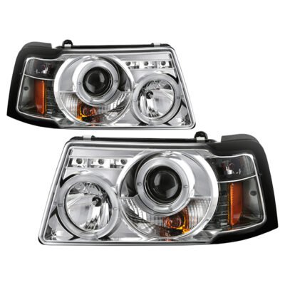 ( Spyder Signature ) Fits Ford Ranger 01-11 1PC Projector Headlights - LED Halo - LED ( Replaceable LEDs ) - Chrome - High H1 (Included) - Low H1 (Included)