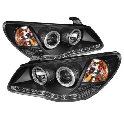 ( Spyder Signature ) Fits Hyundai Elantra 07-10 Projector Headlights - LED Halo - DRL - Black - High H1 (Included) - Low H7 (Included)