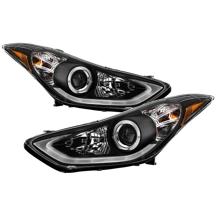 ( Spyder Signature ) Fits Hyundai Elantra 11-13 Projector Headlights (Not compatible with the GT models) - LED Halo - DRL - Black - High H1 (Included) - Low H7 (Included)