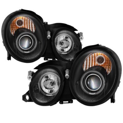 ( Spyder Signature ) Fits Mercedes Benz CLK 98-02 Projector Headlights - Halogen Model Only ( Not Compatible With Xenon/HID Model ) - LED Halo - Black - High H1 (Included) - Low H7 (Included)