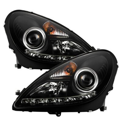 ( Spyder Signature ) Fits Mercedes Benz SLK 05-10 Projector Headlights - Halogen Model Only ( Not Compatible With Xenon/HID Model ) - DRL - Black - High H1 (Included) - Low H7 (Included)