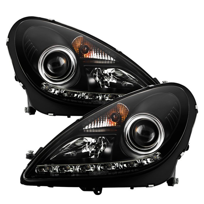 ( Spyder Signature ) Fits Mercedes Benz SLK 05-10 Projector Headlights - Halogen Model Only ( Not Compatible With Xenon/HID Model ) - DRL - Black - High H1 (Included) - Low H7 (Included)