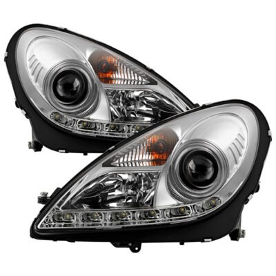 ( Spyder Signature ) Fits Mercedes Benz SLK 05-10 Projector Headlights - Halogen Model Only ( Not Compatible With Xenon/HID Model ) - DRL - Chrome - High H1 (Included) - Low H7 (Included)