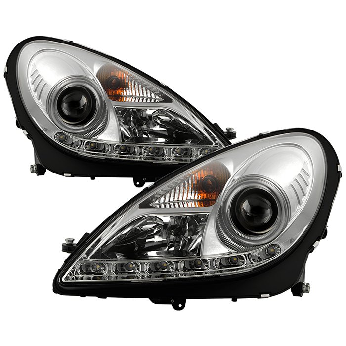 ( Spyder Signature ) Fits Mercedes Benz SLK 05-10 Projector Headlights - Xenon/HID Model Only ( Not Compatible With Halogen Model ) - DRL - Chrome - High H1 (Included) - Low D2R (Not Included)