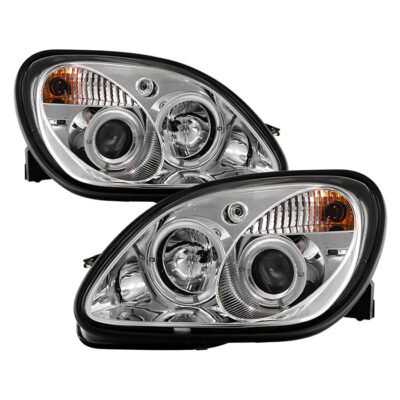 ( Spyder Signature ) Fits Mercedes Benz SLK 98-04 1PC Projector Headlights - Halogen Model Only ( Not Compatible With Xenon/HID Model ) - LED Halo - Chrome - High H1 (Included) - Low H1 (Included)