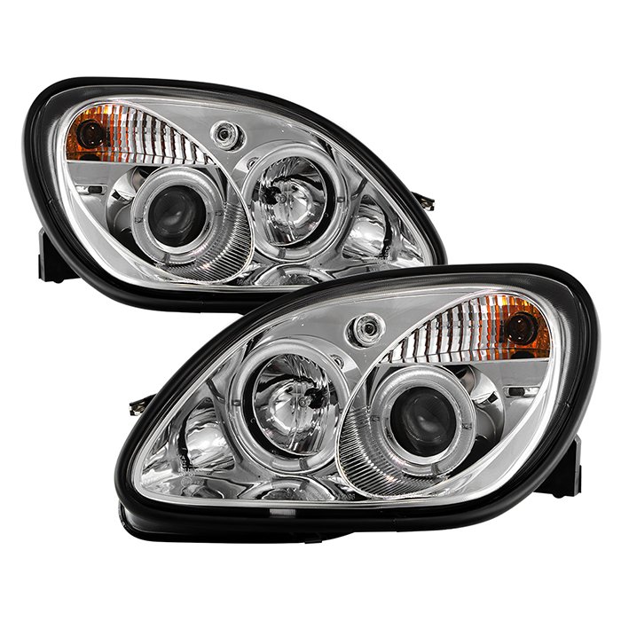 ( Spyder Signature ) Fits Mercedes Benz SLK 98-04 1PC Projector Headlights - Halogen Model Only ( Not Compatible With Xenon/HID Model ) - LED Halo - Chrome - High H1 (Included) - Low H1 (Included)