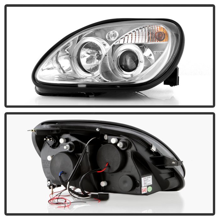 ( Spyder Signature ) Fits Mercedes Benz SLK 98-04 1PC Projector Headlights - Halogen Model Only ( Not Compatible With Xenon/HID Model ) - LED Halo - Chrome - High H1 (Included) - Low H1 (Included) - Image 2