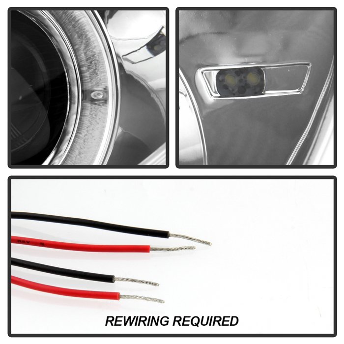 ( Spyder Signature ) Fits Mercedes Benz SLK 98-04 1PC Projector Headlights - Halogen Model Only ( Not Compatible With Xenon/HID Model ) - LED Halo - Chrome - High H1 (Included) - Low H1 (Included) - Image 4