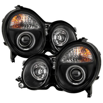( Spyder Signature ) Fits Mercedes Benz E-Class 00-02 Projector Headlights - LED Halo - Black - High H1 (Included) - Low H7 (Included)