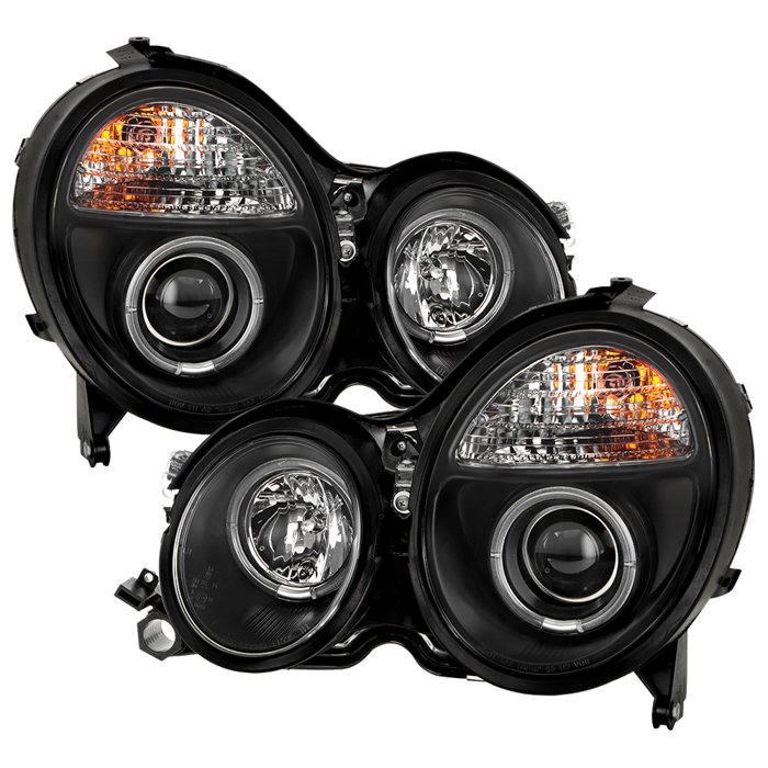 ( Spyder Signature ) Fits Mercedes Benz E-Class 00-02 Projector Headlights - LED Halo - Black - High H1 (Included) - Low H7 (Included)
