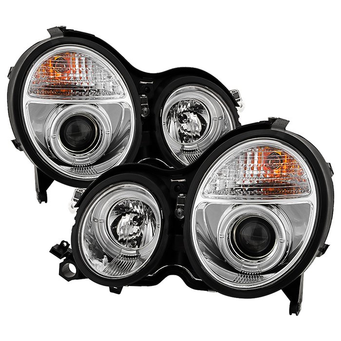( Spyder Signature ) Fits Mercedes Benz E-Class 00-02 Projector Headlights - LED Halo - Chrome - High H1 (Included) - Low H7 (Included)
