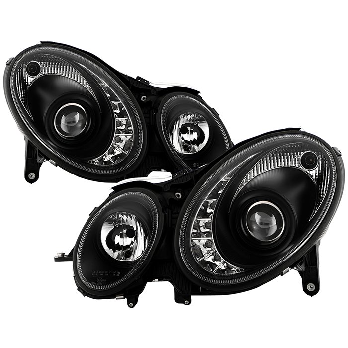 ( Spyder Signature ) Fits Mercedes Benz E-Class 03-06 Projector Headlights - Halogen Model Only ( Not Compatible With Xenon/HID Model ) - DRL- Black - High H7 (Included) - Low H7 (Included)