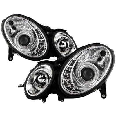 ( Spyder Signature ) Fits Mercedes Benz E-Class 03-06 Projector Headlights - Halogen Model Only ( Not Compatible With Xenon/HID Model ) - DRL - Chrome - High H7 (Included) - Low H7 (Included)