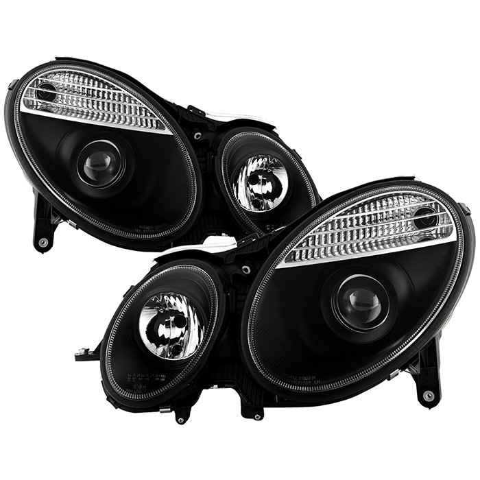 ( Spyder Signature ) Fits Mercedes Benz E-Class 03-06 Projector Headlights - Xenon/HID Model Only ( Not Compatible With Halogen Model ) - Black - High H7 (Included) - Low D2R (Not Included)