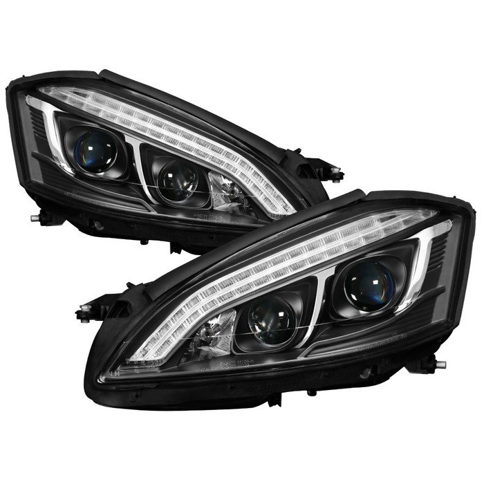( Spyder Signature ) Fits Mercedes Benz W221 S Class 07-09 Projector Headlights - Xenon/HID Model Only ( Not Compatible With Halogen Model ) - DRL LED - Black
