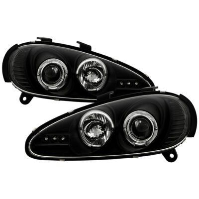 ( Spyder Signature ) Fits Mazda MX3 92-96 Projector Headlights - LED Halo - LED ( Replaceable LEDs ) - Black - High H1 (Included) - Low H1 (Included)