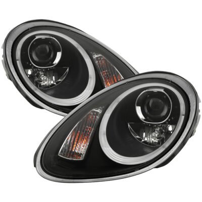 ( Spyder Signature ) Fits Porsche Cayman / Boxster 987 05-08 Projector Headlights - Compatible With Xenon/HID Model Only - DRL LED - Black