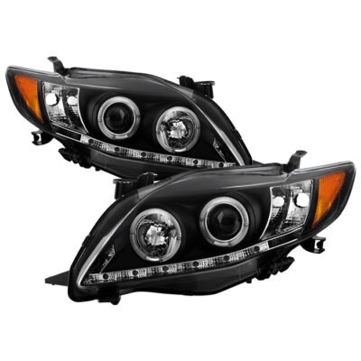 ( Spyder Signature ) Fits Toyota Corolla 09-10 Projector Headlights - LED Halo - DRL - Black - High H1 (Included) - Low H7 (Included)