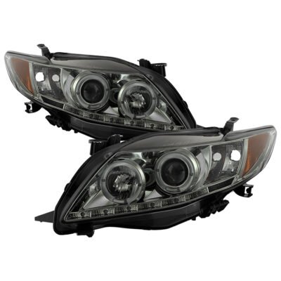( Spyder Signature ) Fits Toyota Corolla 09-10 Projector Headlights - LED Halo - DRL - Smoke - High H1 (Included) - Low H7 (Included)
