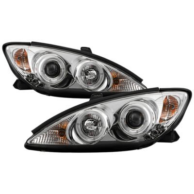 ( Spyder Signature ) Fits Toyota Camry 02-06 Projector Headlights - LED Halo - LED ( Replaceable LEDs ) - Chrome - High H1 (Included) - Low H1 (Included)
