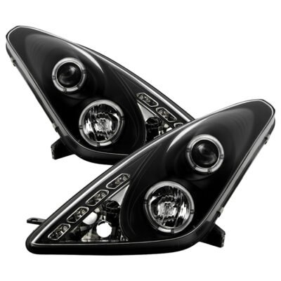 ( Spyder Signature ) Fits Toyota Celica 00-05 Projector Headlights - LED Halo - DRL - Black - High H1 (Included) - Low H1 (Included)