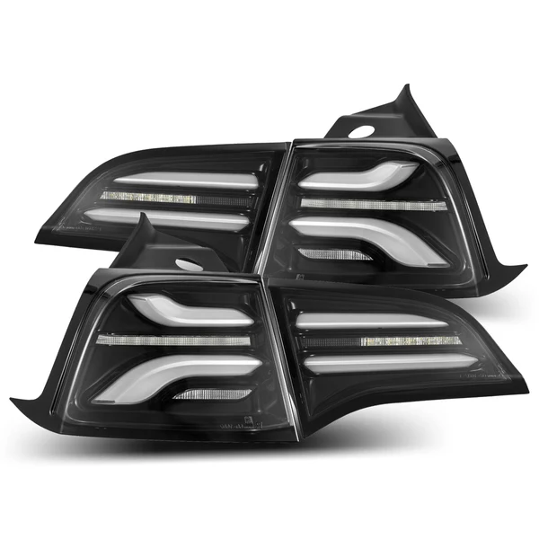 Fits 17-23 Tesla Model 3 / 20-24 Model Y (Without Stock Amber Turn Signal) PRO-Series LED Tail Lights Jet Black