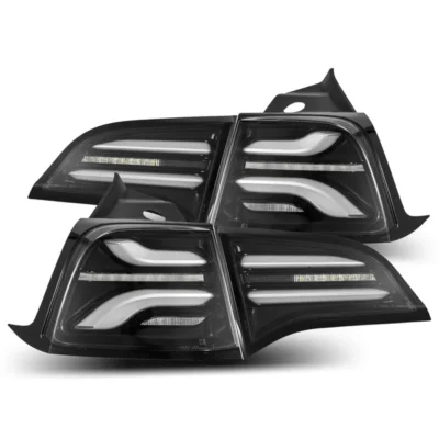 Fits 20-24 Tesla Model Y / 22-23 Model 3 (With Stock Amber Turn Signal) PRO-Series LED Tail Lights Jet Black