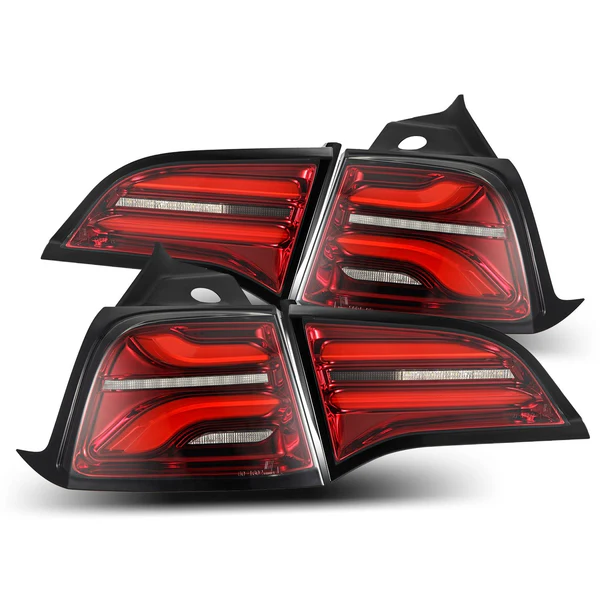 Fits 20-24 Tesla Model Y / 22-23 Model 3 (With Stock Amber Turn Signal) PRO-Series LED Tail Lights Red Smoke