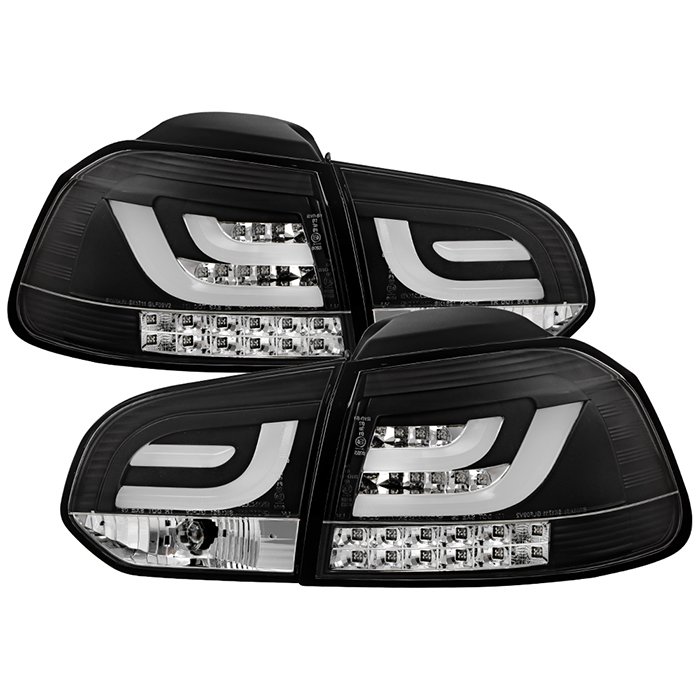 Fits Volkswagen Golf / GTI 10-13 G2 Type With Light Bar LED Tail Lights - Black